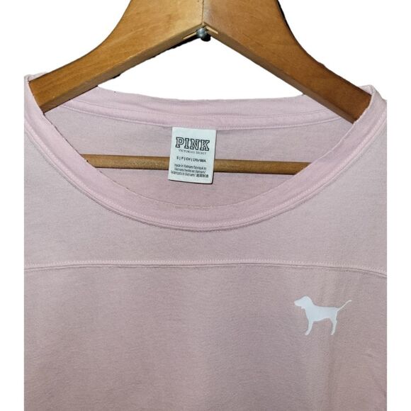 PINK Victorias Secret Pale Pink Logo Crop Long Sleeve Top Size S - Picture 4 of 11